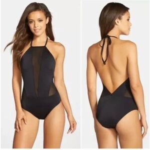 NWT TED BAKER Mech Mesh Panel Swimsuit in Black Size US 8